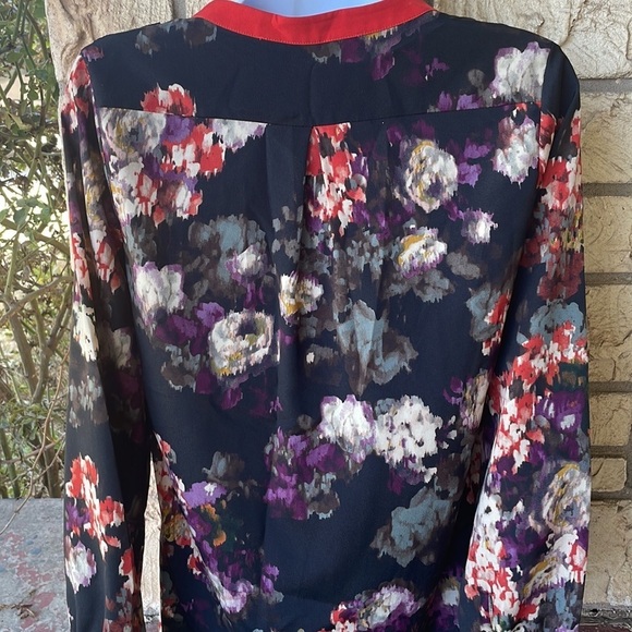 Casual career Floral Top Button Up Blouse Pockets Loose Fit Size XS - Picture 8 of 11